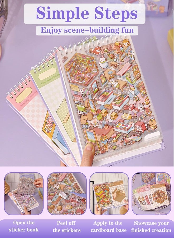 PLEAVEE 20 Sets 3D Sticker Scene Book Sticker Therapy Scenes Collection for Adults Kids Relief Stress DIY 3D House Stickers Kit Includes Two Tweezers for Gifts Cute Cartoon Animal Featuring 20 Themes - Image 5